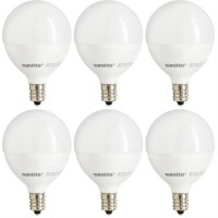 Sunlite 40306 Led G16.5 Globe Light Bulb, 7 Watts (60W Equivalent), 500 Lumens, Dimmable, Candelabra E12 Base, Short Bulbs, Vanity Bulbs, Energy Star Listed, Frosted, 6 Count