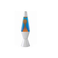 Lava The Original 2117 14.5-Inch Silver Base Lamp With Orange Wax In Blue Liquid