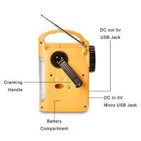 Hoshine Multi-Functional 4-Way Powered Led Camping Lantern & Flashlight With Am/Fm Radio & Cell Phone Charger, Color Yellow