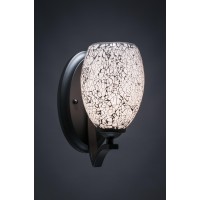 Zilo Wall Sconce Shown In Matte Black Finish With 5 Black Fusion Glass