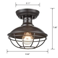 Daycent Dazhuan Industrial Vintage Metal Cage Pendant Lighting Semi Flush Mount Ceiling Light Lamp Fixture Orb Hanging Chandelier