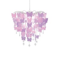 Deco Express Lampshades For Ceiling Lights, Fairies Mermaid Unicorn Flamingo Pink Lampshade For Girls (Butterflies)