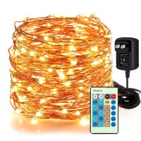 Moobibear Led Decorative Fairy String Lights 66Ft 200 Leds Dimmable Outdoorindoor Starry String Lights Warm White Copper Light