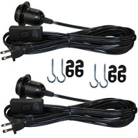 Lightingsky 15 Feet Hanging Light Cord E26 E27 Light Bulb Socket To 2Prong Us Ac Power Cord With Onoff Switch 2 Black2 Pa