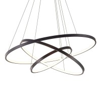 Lightinthebox Modern Led Pendant Light 3 Ring Chandeliers Black Circle Pendant Light Fixtures For Living Room Dinning Room Office (Light Source: Warm White)