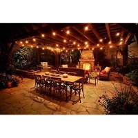 Holiday Lighting Outlet Led Outdoor Patio Lights | 46-Foot Hanging Outdoor String Lights | Includes 16 Dimmable 1.5 Watt Edison Filament Bulb Cafe Lights | Weatherproof Commercial Grade