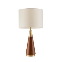 Inkivy Chrislie Gold White Mid Century Modern Table Lamp Contemporary Metal Wood Table Lamps For Bedrooms 135W X 135D X 26H