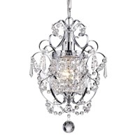 Edvivi Amorette Mini Chandelier Chrome Crystal Chandeliers, 1 Light Modern Elegant Glam Ceiling Light Fixture Chrome, Adjustable Hanging Lighting For Closet, Bedroom, Girls Room, Kitchen Island