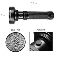 Kobra Black Light Flashlight 100 Led Lamp And Blacklight For Home & Hotel Inspection, Pet Urine & Stains - Ultra Intensity 18W 385-395Nm Leds Spot Counterfeit Money, Leaks, Scorpions (100 Led) (Black)