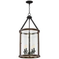 Gorham Metal Wood Pendant Chandelier 16