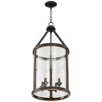 Gorham Metal Wood Pendant Chandelier 16