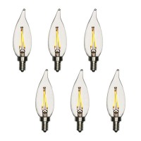 Modvera Lighting - 25W Equal Led Candelabra Bulb Bent Tip 2 Watts Warm White 2700K E12 Base Filament Style Chandelier Bulb. Ul Listed, Rohs Compliant - 6 Pack