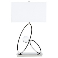 1-Light Ovals In Crystal Table Lamp, White Linen Shade And Chrome Base(D0102Hgetew)