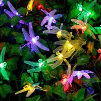 Joomer Dragonfly Solar String Lights, 20Ft 30 Led Waterproof Fairy Decoration Lighting For Patio, Lawn, Garden, Party, Wedding, Holiday, Thanksgiving, Christmas (Multi Color)