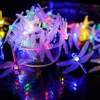 Joomer Dragonfly Solar String Lights, 20Ft 30 Led Waterproof Fairy Decoration Lighting For Patio, Lawn, Garden, Party, Wedding, Holiday, Thanksgiving, Christmas (Multi Color)