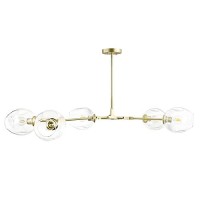 Light Society Thurston 5-Light Adjustable Chandelier Pendant, Matte Gold With Clear Glass Shades, Modern Lighting Fixture (Ls-C126)