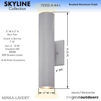 Minka Lavery Outdoor Wall Light 72502-A144-L Exterior Led Wall Lantern, Brushed Aluminum