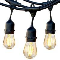 Brightech Ambience Pro - Waterproof Led Outdoor String Lights - Hanging, Dimmable Vintage Edison Bulbs, 48 Ft Commercial Grade Patio Lights Create Cafe Christmas Ambience In Your Backyard, 2W 15 Bulbs