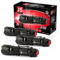 J5 Tactical V1-Pro Flashlight (3 Pack) The Original High Lumen Ultra Bright, Led 3 Mode Flashlight Ͽ