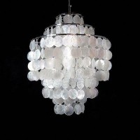 Aero Snail� 3-Light Round Chandelier With Round Capiz Seashells Natural White Diy Pendant Light For Living Room Bedroom (With Detailed Installation Manual)