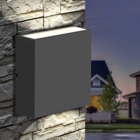 Inowel Wall Light Up And Down Outdoor Led Wall Mount Lamp Modern Wall Sconce Lighting Lantern Fixture Grey Aluminum Lights For Porch Front Door Garden Yard Patio Ip54 Waterproof 6W 360Lm 3000K