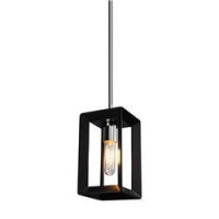 The Vineyard collection features a simple and sophisticated design with square tubing and glass bobechFeaturescollection VineyardWidth 5 inLength 5 inHeight 875 inBulb Info 1 x 100 60WMaterial MetalLooks Beautiful and ElegantFinish Black 38 chrome