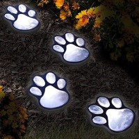 Set Of 4 Led Solar Pet Paws Animal Prints Outdoor Lamp Lantern Path Landscape Garden Lights - Decorative