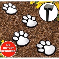 Set Of 4 Led Solar Pet Paws Animal Prints Outdoor Lamp Lantern Path Landscape Garden Lights - Decorative