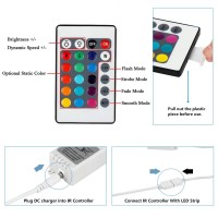 Supernight Rgb Led Strip Light Remote Controller, 24 Key Ir Remote Dimmer For 12V 5050 3528 Rgb Led Rope Lights (1 Port