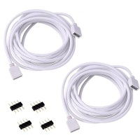 Rgbzone 2 Pack 5M 16.4Ft Extension Cable Connect Female Plug To Smd 5050 Rgb Led Strip Light With Free 4Pcs 4Pin Connecto