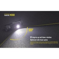 Nitecore Hc60 1000 Lumen Usb Rechargeable Led Headlamp, 3400 Mah Rechargeable Battery Plus Lumentac Adapters (White Light)