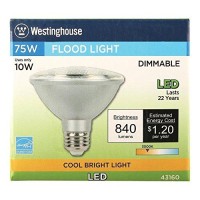 Westinghouse Lighting 4316000 75W Equivalent Par30 Flood Dimmable Cool Bright Led Energy Star Light Bulb With Medium Base