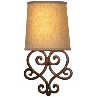 It'S Exciting Lighting Heart Wireless Wall Sconce, Tan Shade Bronze Base