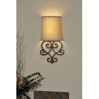 It'S Exciting Lighting Heart Wireless Wall Sconce, Tan Shade Bronze Base