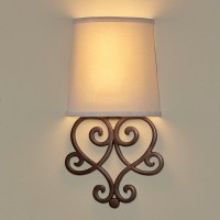 It'S Exciting Lighting Heart Wireless Wall Sconce, Tan Shade Bronze Base