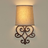 It'S Exciting Lighting Heart Wireless Wall Sconce, Tan Shade Bronze Base