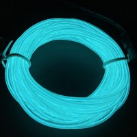 M.Best El Wire Neon Light With Battery Pack For Indoors Outdoors, Halloween, Chrismas, Wedding,Party Decoration (15Ft/5M, Transparent Blue)