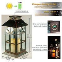 Solar Lantern Outdoor Classic Decor Bronze Antique Metal And Glass Construction Mission Solar Garden Lantern Indoor And Outdoor Solar Hanging Lantern, Entirely Solar Powered Lantern Of Low Maintenance