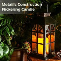 Solar Lantern Outdoor Classic Decor Bronze Antique Metal And Glass Construction Mission Solar Garden Lantern Indoor And Outdoor Solar Hanging Lantern, Entirely Solar Powered Lantern Of Low Maintenance