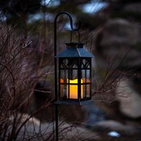 Solar Lantern Outdoor Classic Decor Bronze Antique Metal And Glass Construction Mission Solar Garden Lantern Indoor And Outdoor Solar Hanging Lantern, Entirely Solar Powered Lantern Of Low Maintenance