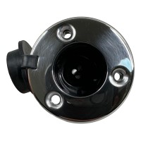 Pactrade Marine Black Rubber Cap 2Prong Stern Light Pole Base Silver Top Socket Plugin