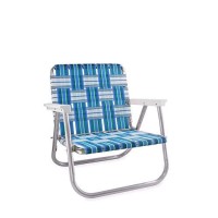 Lawn Chair Usa Webbing Chair (Low Back Beach Chair, Sea Island With White Arms)