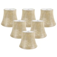 Meriville Set Of 6 Faux Leather Clip On Chandelier Lamp Shades, 4-Inch By 6-Inch By 5-Inch