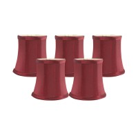 Meriville Chandelier Lamp Shades, 3-Inch By 4.5-Inch By 4.5-Inch, Clip-On (Set Of 5, Burgundy)