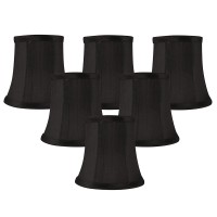 Meriville Set Of 6 Black Faux Silk Clip On Chandelier Lamp Shades, 3.5-Inch By 5-Inch By 4.75-Inch