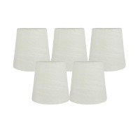 Meriville Set Of 5 Eggshell Linen Clip On Chandelier Lamp Shades, 3.5-Inch By 4.5-Inch By 4.5-Inch