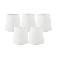 Meriville Set Of 5 Off White Linen Clip On Chandelier Lamp Shades 4Inch By 5Inch By 5Inch