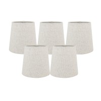 Meriville Set Of 5 Natural Linen Clip On Chandelier Lamp Shades 4Inch By 5Inch By 5Inch