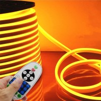 Led Neon Light, Iekov� Ac 110-120V Flexible Led Neon Strip Lights, 120 Leds/M, Waterproof 2835 Smd Led Rope Light + Controller Power Cord For Home Decoration (16.4Ft/5M, Golden Yellow)