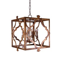 Tx Usa Corporation Dade Metal Square And Geo Chandelier - Distressed Gold